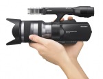 Sony NEX VG10 video camera in hand